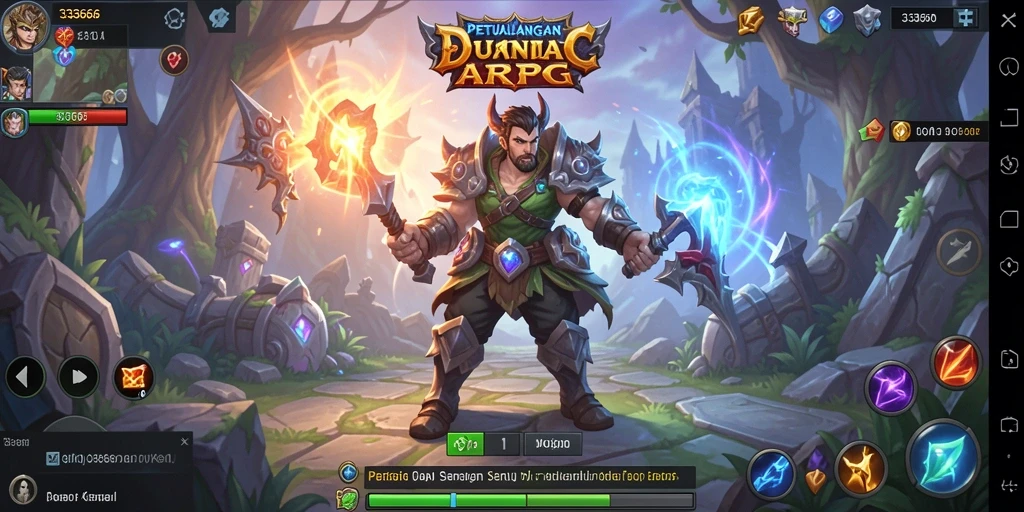 Screenshot menampilkan pertarungan epik di dunia ARPG 333666.