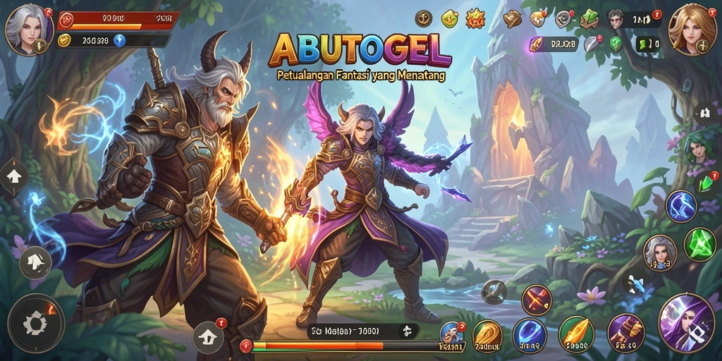 Tampilan gameplay RPG ABUTOGEL yang epik dan mendalam.