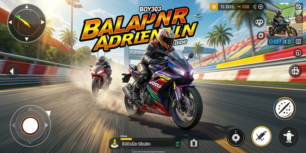 Tampilan gameplay seru dengan motor balap yang cepat di BOY303.