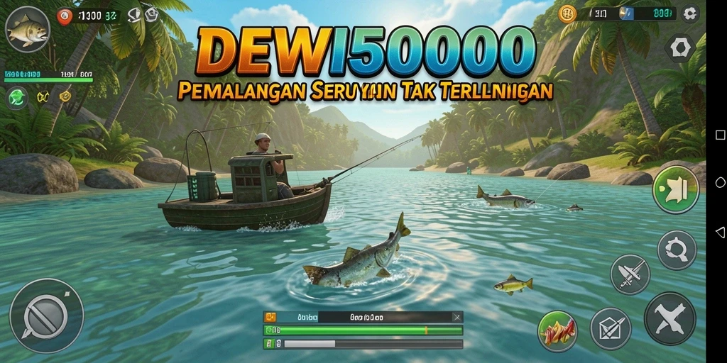 Tampilan gameplay DEWI5000 yang menarik dan realistis saat memancing.