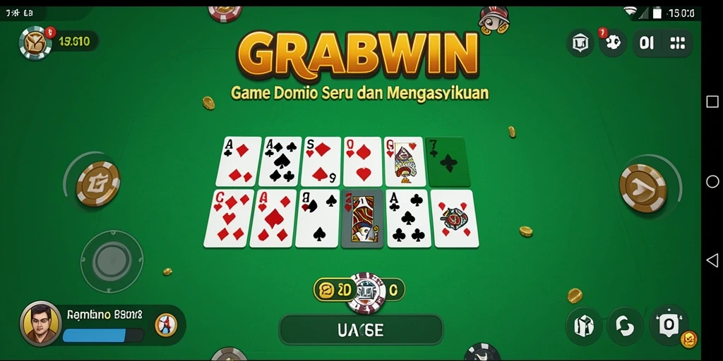 Screenshot utama GRABWIN menunjukkan gameplay seru permainan Domino.