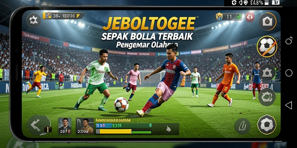 Screenshot gameplay JEBOLTOGEL yang menampilkan aksi lapangan penuh semangat.