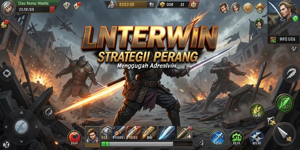 Screenshot LNTERWIN menampilkan aksi pertempuran mendebarkan di gameplay SLG.