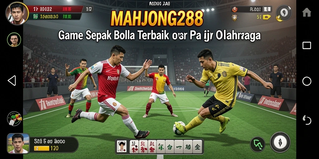 Screenshot utama MAHJONG288 menunjukkan aksi seru dalam permainan sepak bola.