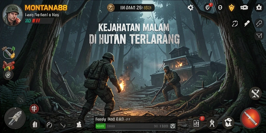 Tampilan gameplay menyeramkan di hutan terlarang.