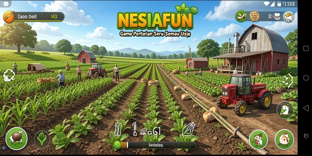 Screenshot gameplay menarik di NESIAFUN dengan aktivitas bertani.