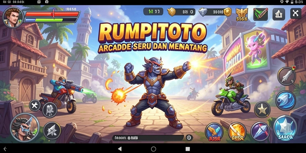 Screenshot RUMPITOTO yang menunjukkan aksi seru dalam permainan Arcade.