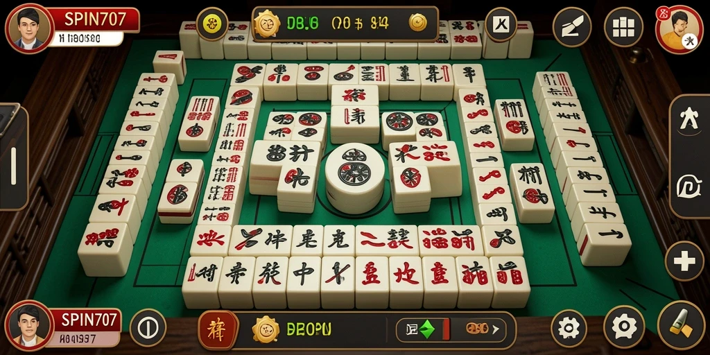 Tampilan gameplay Mahjong dari SPIN707 yang memukau.